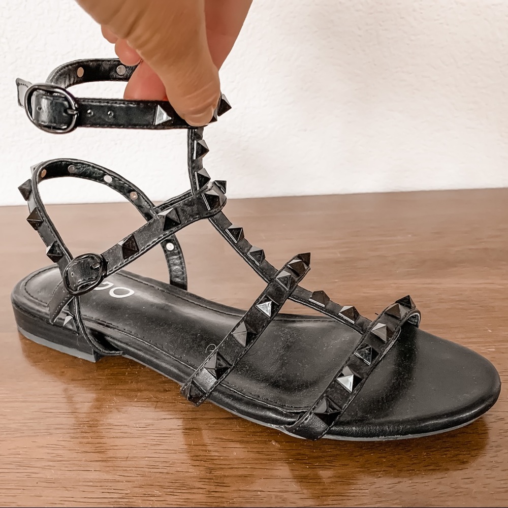 EGO Black Studded Gladiator Sandals